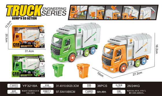 Śmieciarka z Funkcją Świateł i Dźwięku Pomarańczowa