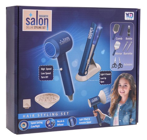 MEGA Zestaw Dla Małej Fryzjerki Niebieski + Akcesoria