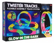 Świecący w ciemności Tor wyścigowy dla dzieci 3+ Autko LED + Pętla 360 + Konstrukcja 132 el.