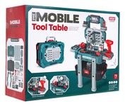 Warsztat z narzędziami dla dzieci 3+ Zestaw majsterkowicza 2w1 niebieski Walizka + stojak