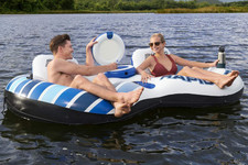 Dmuchany Materac do pływania dla 2 osób BESTWAY 240x122x50cm + Oparcia + Schowki