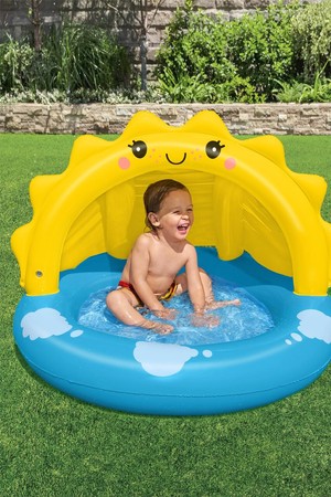 Dmuchany Brodzik Basenik Słoneczko dla dzieci 2+ BESTWAY 101x97x71 + Odpinany daszek + Dmuchane dno