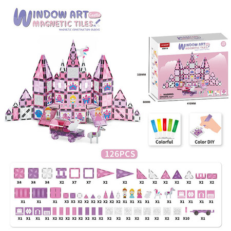 Zestaw Klocków Magnetycznych Do Malowania Różowa Księżniczka 126el.