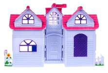 Rozkładana Domek dla dzieci 3+ Fioletowy + Figurki rodziny + Piesek + Meble + 2 piętra