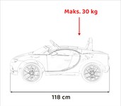Bugatti Chiron na akumulator dla dzieci Niebieski + Pilot + Bagażnik + EVA + Amortyzatory + Audio LED