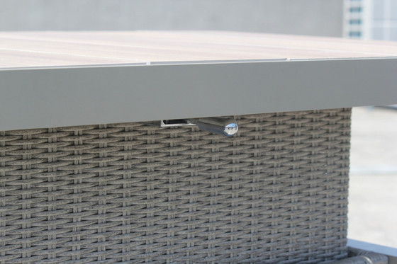 Zestaw rodzinnych Mebli ogrodowych Techorattan Szary + Duży Narożnik + Regulowany Stół + 13 Poduszek