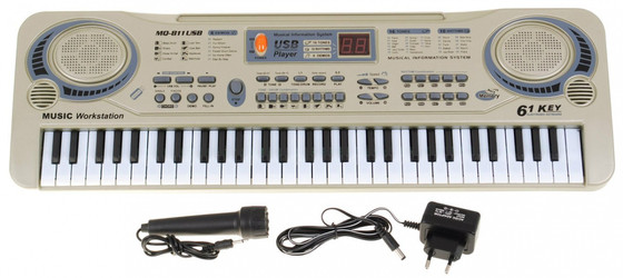Beżowy Keyboard dla dzieci 5+ Mikrofon + Nagrywanie + USB MP3 - model nr 811