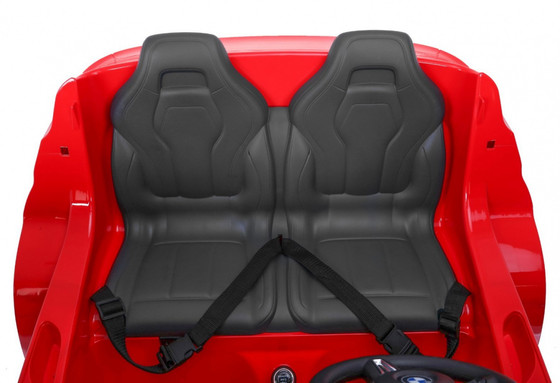 BMW X6M XXL dla 2 dzieci Czerwony + Pilot + Ekoskóra + Pasy + Wolny Start + MP3 USB + LED