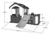 Domek ogrodowy 3w1 dla dzieci Zielony dach + Zjeżdżalnia + Ogródek z płotkiem