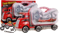 Ciężarówka 2w1 z walizką Narzędzi dla dzieci 3+ Rozkręcany pojazd + Wymiana kół + Dźwięki