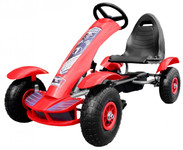 Gokart na pedały Racing XL dla dzieci 3+ Czerwony + Pompowane koła + Regulacja fotela + Wolny bieg