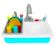 Zlew do mycia naczyń dla dzieci 3+ Kran z wodą + Suszarka + Naczynia Sztućce