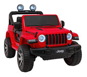 Jeep Wrangler Rubicon na akumulator dla dzieci Czerwony + Pilot + Radio MP3 LED + Koła EVA