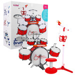 Zestaw muzyczny Perkusja + Keyboard + Mikrofon dla dzieci 3+ czerwony Dźwięki Światła