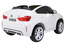 BMW X6M XXL dla 2 dzieci Biały + Pilot + Ekoskóra + Pasy + Wolny Start + MP3 USB + LED