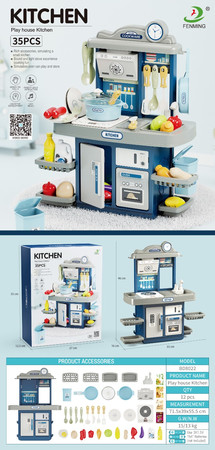 Kuchnia Niebieska z Funkcją Świateł i Dźwięku + Akcesoria