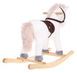 Bujany Konik Jednorożec na Biegunach dla dzieci 24m+ Biały + Dźwięki + Drewniana rączka + Wygodne siedzisko + Drewniane płozy