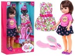 Duża Lalka do stylizacji dla dzieci 3+ brunetka + 2 Stroje + Grzebyk + Lusterko