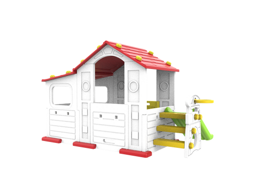 Duży Dom Z Przedsionkiem 4w1 Czerwony Dach