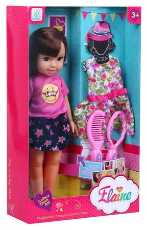 Duża Lalka do stylizacji dla dzieci 3+ brunetka + 2 Stroje + Grzebyk + Lusterko