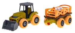 Rozkręcany traktor z łyżką i przyczepą + śrubokręt + owieczki Zabawka dla dzieci 3+