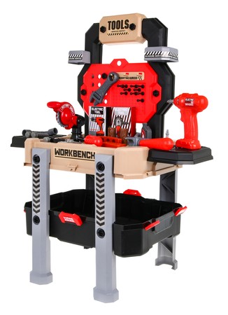 Warsztat z narzędziami dla dzieci 3+ Zestaw majsterkowicza 2w1 czerwony Walizka + stojak