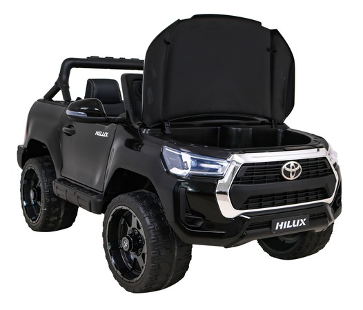 Toyota Hilux na akumulator dla dzieci Czarny + Napęd 4x4 + Pilot + 2 bagażniki + Radio MP3 + LED