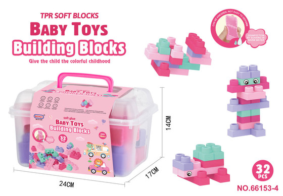 Zestaw Miękkich Klocków 32el. Różowe + Walizka