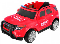 Auto SUV Straż Pożarna na akumulator dla dzieci + Syreny + Światła + Megafon + Pilot + Wolny Start + Naklejki