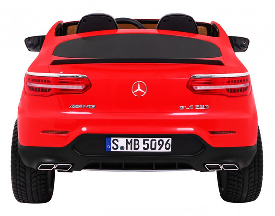 Auto Mercedes GLC 63S dla dzieci Czerwony + Napęd 4x4 + MP4 + LED + Ekoskóra + Wolny Start + EVA