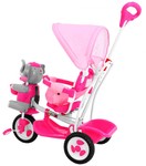 3-kołowy Rowerek dla dzieci Słonik Różowy + Dźwięki + Daszek + Barierka + Podnóżek + Rączka + Płozy + Schowek