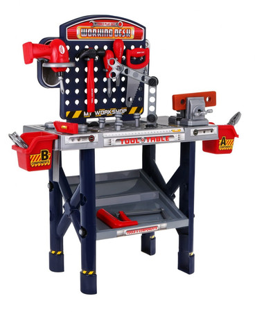Duży Warsztat dla dzieci 3+ Stolik narzędziowy 55 el. + Elektryczna wkrętarka + Funkcje interaktywne