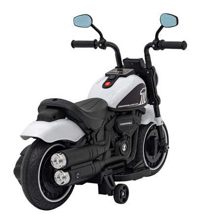 Motorek Chopper FASTER na akumulator dla dzieci Biały + Radio FM + Panel audio + LED