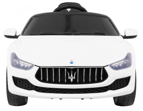 Maserati Ghibli na akumulator dla dzieci Biały + Pilot + Wolny Start + EVA + MP3 USB + LED