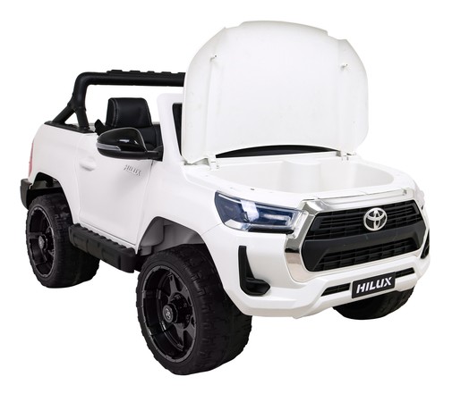 Toyota Hilux na akumulator dla dzieci Biały + Napęd 4x4 + Pilot + 2 bagażniki + Radio MP3 + LED