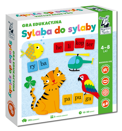 Gra edukacyjna "Sylaba do sylaby" dla dzieci 4-8 lat + Układanie wyrazów + Nazywanie obrazków