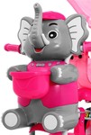3-kołowy Rowerek dla dzieci Słonik Różowy + Dźwięki + Daszek + Barierka + Podnóżek + Rączka + Płozy + Schowek