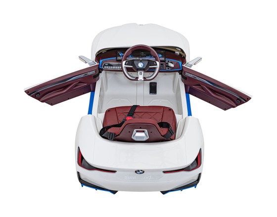 Autko BMW i4 na akumulator dla dzieci Biały + Wolny Start + EVA + Ekoskóra + Audio LED + Pilot