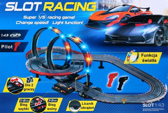 6-metrowy Tor wyścigowy dla dzieci 3-8 lat + Świetlne pętle 360 + 2 autka + Licznik okrążeń