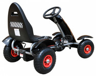 Gokart na pedały Racing XL dla dzieci 3+ Czarny + Pompowane koła + Regulacja fotela + Wolny bieg