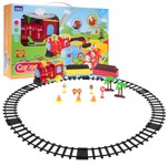 Interaktywna Lokomotywa dla dzieci 3+ Dźwięki + Światła + Ruchome elementy + 2 Wagony + Akcesoria