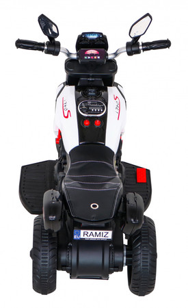 Motorek Fast Tourist na akumulator dla dzieci Biały + Audio + Światła + Ekoskóra