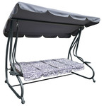 Duża Huśtawka ogrodowa 4-osobowa Szary + Tekstylina + Daszek + Regulowane siedzisko + 4 Poduszki