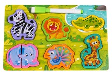 Drewniana Tablica + Puzzle Safari
