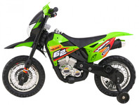 Motorek Cross dla dzieci Pojazd na akumulator Zielony + Pomocnicze kółka + Dźwięki LED