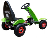 Gokart na pedały Racing XL dla dzieci 3+ Zielony + Pompowane koła + Regulacja fotela + Wolny bieg