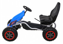 Duży Gokart Strong na pedały dla dzieci Niebieski + Obciążenie 100 kg + Koła EVA + Hamulec ręczny + Sportowy fotel