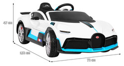 Bugatti Divo Autko na akumulator dla dzieci Biały + Pilot + EVA + Wolny Start + LED MP3