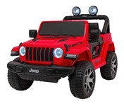 Jeep Wrangler Rubicon na akumulator dla dzieci Czerwony + Pilot + Radio MP3 LED + Koła EVA