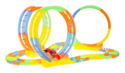 Fluorescencyjny Tor Wyścigowy dla dzieci 3+ Elastyczne części 148 el. + Autko z LED + 3 Pętle 360